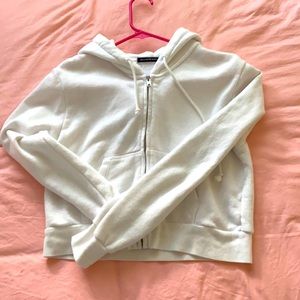 Brandy Melville white crystal cropped hoodie